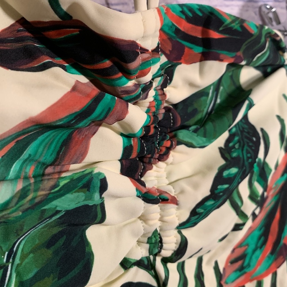 Andie Swim Womens The Waikiki Coverup Dress Tropical Print Cream/ Green Sz M NWT - Picture 3 of 6